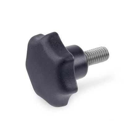 GN 6336.5 Star Knobs, Plastic, Threaded Stud Stainless Steel Material: ST - Plastic, Polyamide (PA)