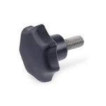 Star Knobs, Plastic, Threaded Stud Stainless Steel