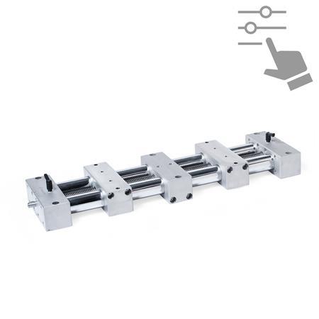 GN 6950 Precision Double Tube Linear Actuators, Steel / Stainless Steel, with Two Independent Single Sliders, Configurable 