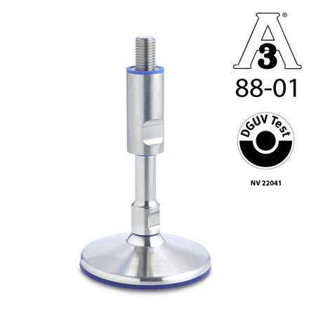 GN 20 Stainless Steel Leveling Feet without Mounting Holes, Hygienic Design 