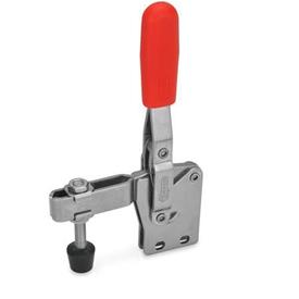 GN 810.1 Toggle Clamps, Stainless Steel , Operating Lever Vertical, with Vertical Mounting Base Material: NI - Stainless steel<br />Type: BC - Forked clamping arm, with two flanged washers and clamping screw GN 708.1