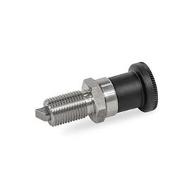 GN 824 Indexing Plungers, Stainless Steel, with Chamfered Pin, with and without Rest Position Type: B - Without rest position, without lock nut