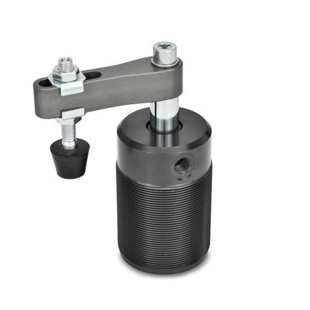 Schwenkspanner GN 876: Aluminium, pneumatisch, mit Einschraubgewinde