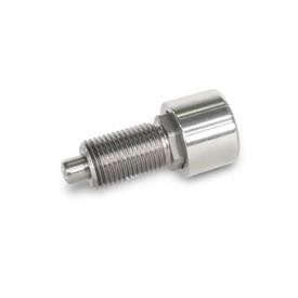 GN 514 Stainless Steel Locking Plungers, with Cardioid Curve Mechanism (Retractable Pen Principle) Type: AN - Without lock nut, with stainless steel knob