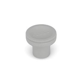 GN 676 Knurled Knobs, Plastic, Threaded Bushing Brass Color: GR - Gray, RAL 7035, matte finish