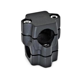 GN 134 Two-Way Connector Clamps, Multi Part Assembly d<sub>1</sub>: B - Bore<br />d2/s2: B - Bore<br />Finish: SW - Black, RAL 9005, textured finish