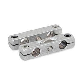 GN 474.3 Abrazaderas de ejes paralelos con eje ajustable, aluminio Tipo: S - Con cuatro tornillos de cabeza Allen<br />Acabado: MT - Mate, tamboreado fino