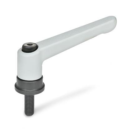 GN 300.4 Adjustable Hand Levers with Increased Clamping Force, with Threaded Stud Steel Color: SR - Silver, RAL 9006, textured finish