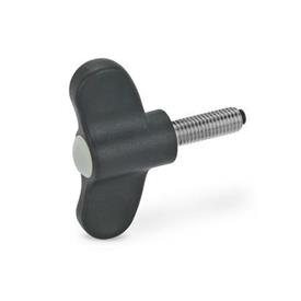 GN 633.10 Wing Screws with Plastic Pivot Color of the cover cap: DGR - Gray, RAL 7035, matte finish