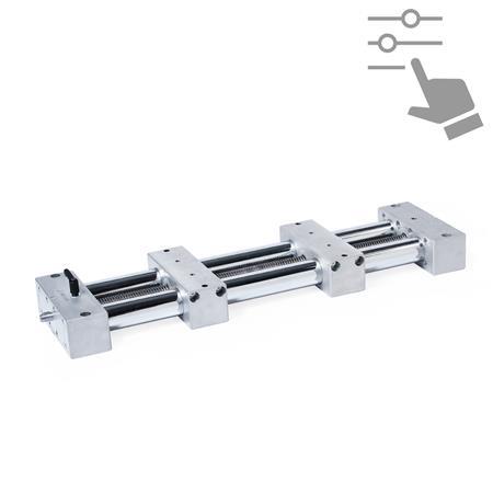 GN 6930 Präzisions-Doppelrohr-Lineareinheiten, Stahl / Edelstahl, mit zwei gegenläufigen Einzelschlitten, konfigurierbar 