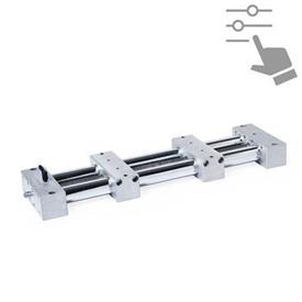 GN 6930 Precision Double Tube Linear Actuators, Steel / Stainless Steel, with Two Opposing Single Sliders, Configurable 