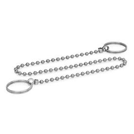GN 111.5 Ball Chains, Stainless Steel, with 2 Key Rings 