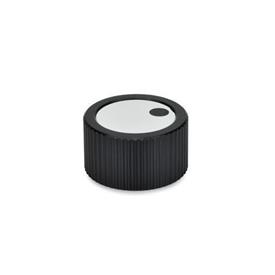 GN 726 Control Knobs, Aluminum, Black Anodized Type: M - Cover with indicator point<br />Identification no.: 2 - With collet