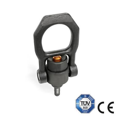 GN 1135 Threaded Lifting Pins, Steel, Self-Locking, with Rotating Shackle 
