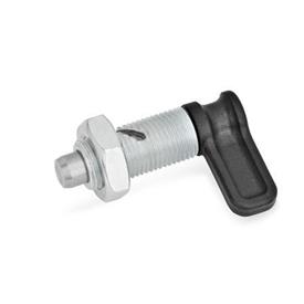 GN 712 Cam Action Indexing Plungers, Plunger Pin Protruded Type: AK - Without rest position, with lock nut