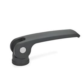 GN 927 Clamping Levers with Eccentrical Cam, with Internal Thread, Lever Zinc Die Casting, Contact Plate Plastic Type: B - Plastic contact plate without setting nut<br />Color: B - Black, RAL 9005