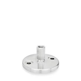 GN 23 Stainless Steel Leveling Feet Type (Foot plate): D0 - Fine turned, without rubber underlay<br />Version of the screw: X - External hexagon with internal thread