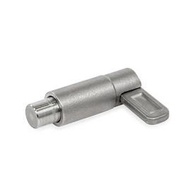 GN 722.4 Indexing Plungers, Stainless Steel, for Welding, without Rest Position, with Latch Type: V - Round, with latch, mounted (riveted)