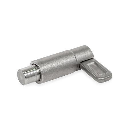 GN 722.4 Indexing Plungers, Stainless Steel, for Welding, without Rest Position, with Latch Type: V - Round, with latch, mounted (riveted)