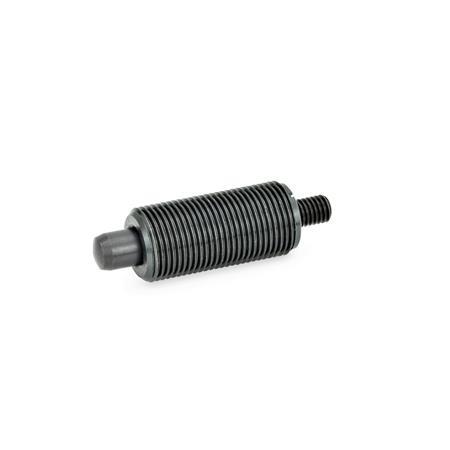 GN 613 Indexing Plungers, Steel / Plastic Knob Material: ST - Steel
Type: G - Without lock nut, with threaded rod