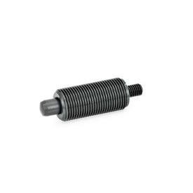 GN 613 Indexing Plungers, Steel / Plastic Knob Material: ST - Steel<br />Type: G - Without lock nut, with threaded rod