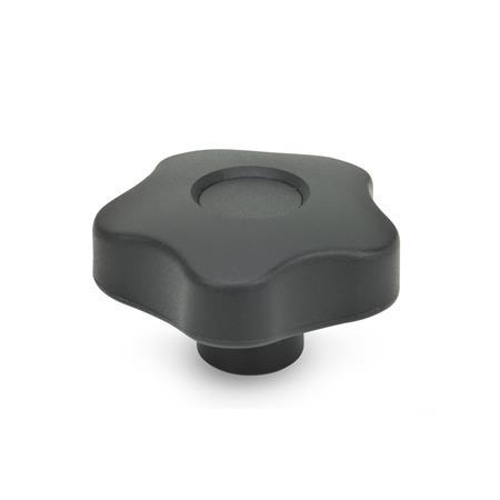 Pomos en estrella GN 5337.7: Plástico, casquillo roscado, acero inoxidable