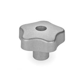 GN 5336 Star Knobs, Aluminum Type: D - With threaded through bore<br />Finish: MT - Matte finish (tumbled)