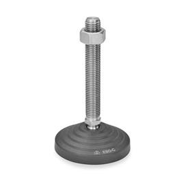 GN 344.7 Leveling Feet, Threaded Stud Stainless Steel, Foot Antistatic ESD Plastic Type: B - With nut, without rubber pad