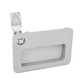 GN 115.10 Latches with Gripping Tray, Operation with Socket Key Type: VK7 - With square spindle<br />Finish: SR - Silver, RAL 9006, textured finish<br />Identification no.: 1 - Operation in the illustrated position, at the top left