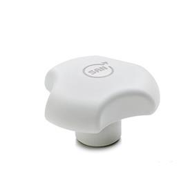 GN 5342 Three-Lobed Knobs, Plastic, Antimicrobial Finish: WSA - White, RAL 9016, matte finish