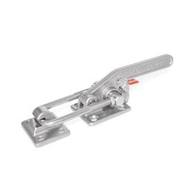 GN 852.3 Stainless Steel Latch Type Toggle Clamps with Safety Hook, Heavy Duty Type Type: T6 - With mounting holes, with U-bolt latch, with catch