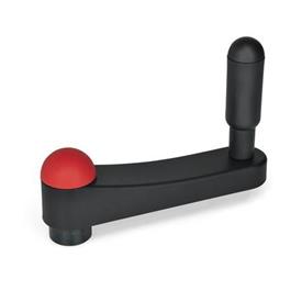 GN 670 Cranked Handles, Plastic Color of the cap: DRT - Red, RAL 3000, matte finish