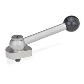 GN 918.5 Eccentric Cams, Stainless Steel, Radial Clamping, with Threaded Bolt Type: KV - With ball lever, angular (serration)<br />Clamping direction: L - By anti-clockwise rotation