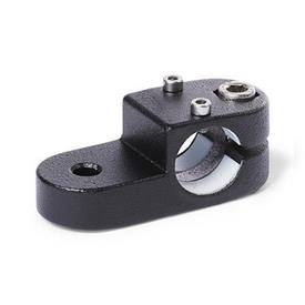 GN 277.1 Swivel Clamp Linear Actuator Connectors, Aluminum d1: G - with slide insert<br />Finish: SW - Black, RAL 9005, textured finish