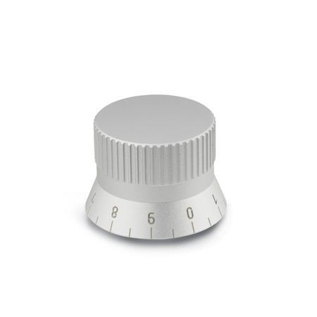GN 723.4 Control Knobs, Aluminum, Natural Color, Anodized Type: S - With scale 0...9, 20 graduations