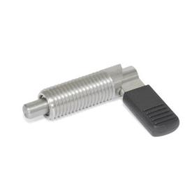 GN 721.5 Stainless Steel Cam Action Indexing Plungers, without Locking Function Type: LB - Left-hand lock, with plastic cap