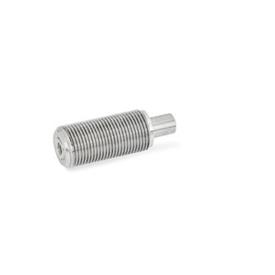GN 313 Spring Bolts, Stainless Steel / Plastic Knob Material: NI - Stainless steel<br />Type: D - Without lock nut, without knob<br />Identification no.: 2 - Pin with internal thread