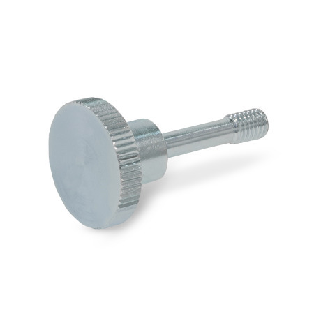 Knurled Screws GN 464.2: Steel / Stainless Steel, with Thin Shank for Loss Prevention, High Type