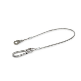 GN 111.2 Retaining Cables, Stainless Steel, with Carabiners, with Mounting Tabs or Loops Type: L - with carabiner and mounting tab<br />Color: TR - Transparent