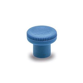 GN 676 Pyälletyt nupit, muovi, havaittava, FDA-määräysten mukainen, kierreholkki ruostumaton teräs Materiaali / Pinta: VDB - visuaalisesti havaittava, sininen, RAL 5005, matte