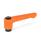 GN 302 Flache verstellbare Klemmhebel, Zink-Druckguss, Einsatz Stahl brüniert, mit Innengewinde / Passbohrung Farbe: OS - orange, RAL 2004, strukturmatt