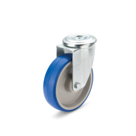 GN 22884 Medium Duty Casters, Wheel Tread Polyurethane, Wheel Core Polyamide, Light Version Bearing type: G - Friction bearing<br />Type (bracket): R - Swivel bracket with center hole<br />Coding: L - Light version<br />Material (bracket): ST - Steel sheet metal