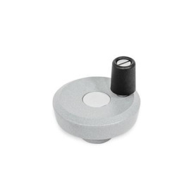 GN 923 Disk Handwheels, Aluminum, Powder Coated Type: R - With revolving handle<br />Color: SR - Silver, RAL 9006, textured finish<br />d<sub>1</sub>: 50...63 - Disk handwheel