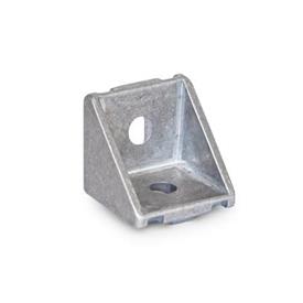 GN 961 Angle Pieces for Profile Systems 30 / 40, Aluminum Type of angle piece: A - Without assembly set, without cover cap<br />Finish: MT - Matte, ground