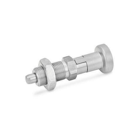 GN 617.1 Stainless Steel Indexing Plungers Material: NI - Stainless steel
Type: AKN - With lock nut, with stainless steel knob