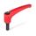 GN 602 Adjustable Hand Levers, Zinc Die Casting, Insert Steel, with External Thread Color: RS - Red, RAL 3000, textured finish