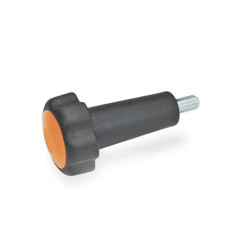 Star Knobs with Threaded Stud GN 5332: Plastic, Threaded Stud Steel, with Extended Hub