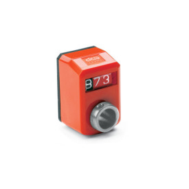 GN 955.2 Indicadores de posición, eje hueco de acero inoxidable, 3 dígitos, indicador digital, contador mecánico Posición en pantalla: FN - frontal, arriba<br />Color: OR - Naranja, RAL 2004