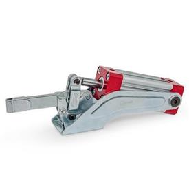 GN 860 Toggle Clamps, Steel, Pneumatic Type: EP - Solid clamping arm, with clasp for welding