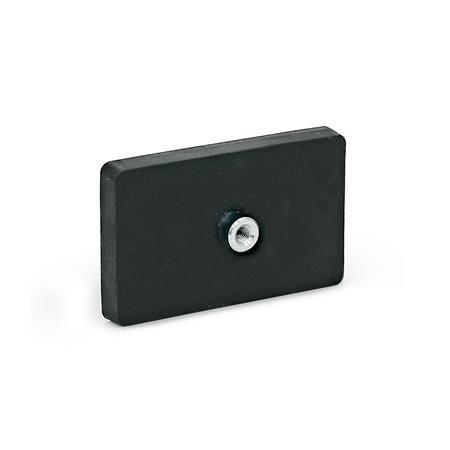 GN 57.1 Retaining Magnets, Rectangular-Shaped, with Rubber Jacket Type: A - With 1 internal thread
Color: SW - Black